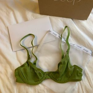 Cuup Grass Green Plunge Bra BRAND NEW NEVER WORN